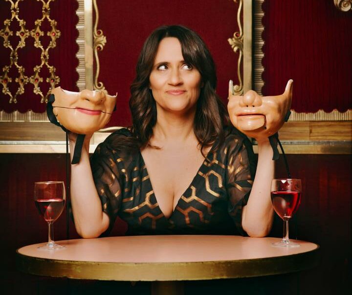 Nina Conti back on stage, with many masks in tow