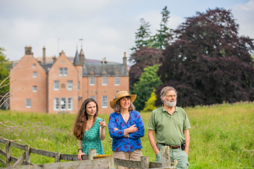 Launch of re-wilding project at Bamff estate, near Alyth, which included the rei-ntriduction of beavers. Picture shows estate owner Louise Ramsay with her husband Paul and daughter Sophie. 