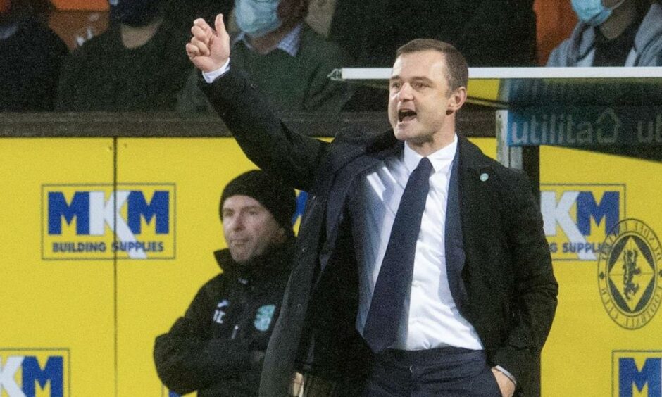 Shaun Maloney during his time in charge at Hibs. Image: SNS