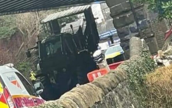 Tractor under the Fife bridge