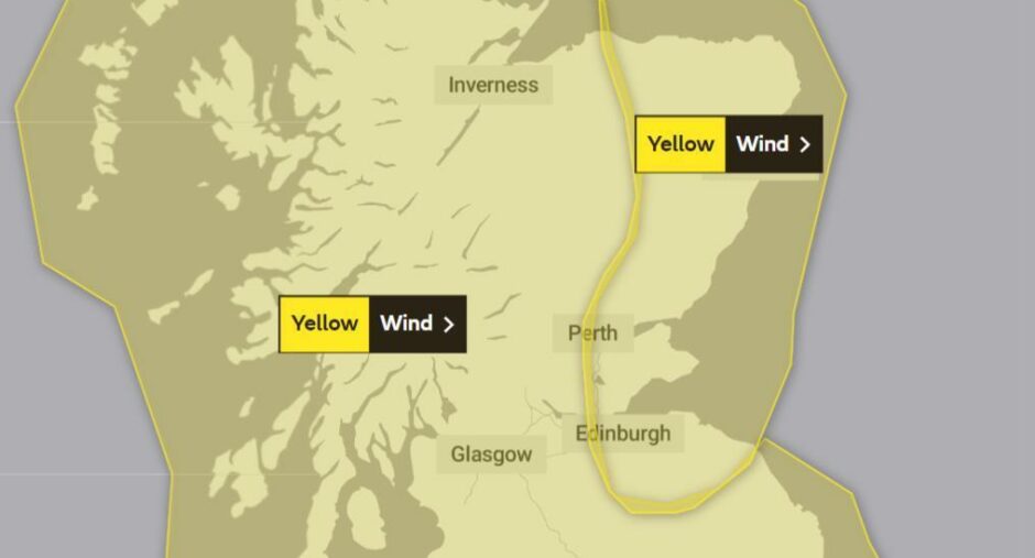 Yellow weather warning by Met Office