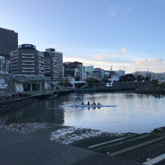 Office blocks beside Wellington harbour, New Zealand