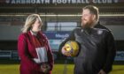Arbroath FC Community Trust chairwoman Shelley Hague and new development manager Ryan Beattie.