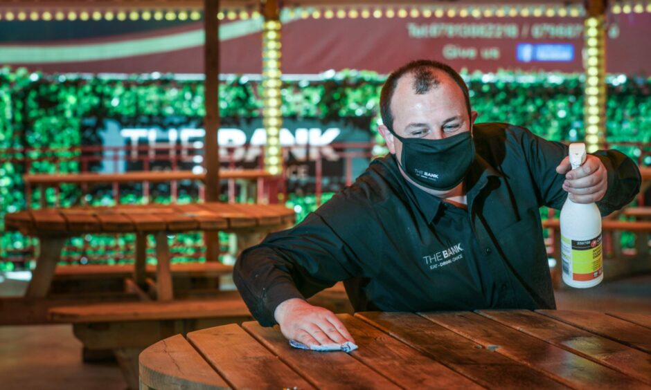 The Bank Bar manager, David Taylor. face mask hospitality industry