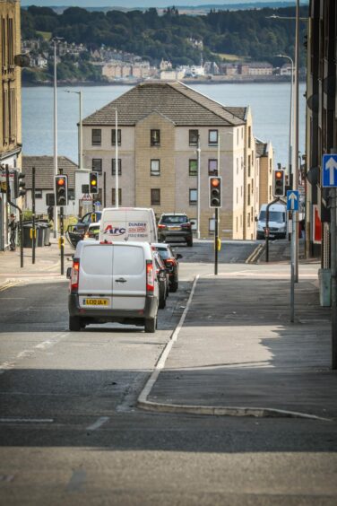 Widened pavements in Dundee's Hilltown, created as part of the 'Spaces for People' programme.