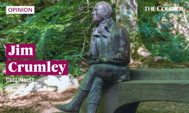 The Robert Burns statue at Falls of Moness, near Aberfeldy. It's Burns' gifts to nature writing that we ought to celebrate most, says Jim Crumley. Photo: Shutterstock.