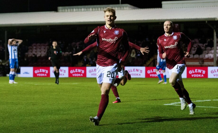 Jack Hamilton celebrates after scoring the only goal of the game.