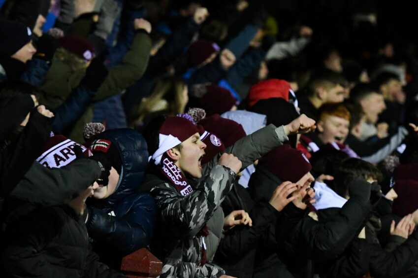 Jubilant Arbroath fans at full-time.