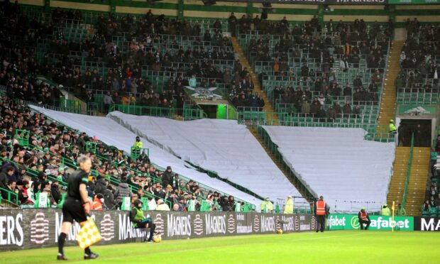 Celtic's empty singing section on Sunday