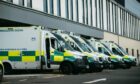 18/9/2021. GV pics of ambulances parked outside the A&E Ward, at the Queen Elizabeth University Hospital (QEUH) in Glasgow.