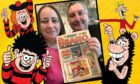 Anna Day and fiance Pat with the copy of The Beano.