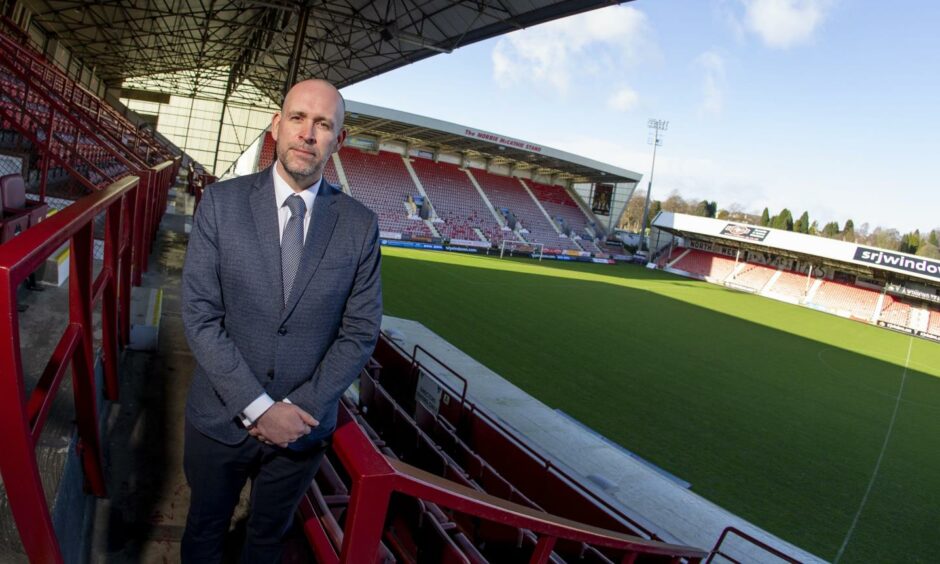 Dunfermline CEO and chairman David Cook stands at East End Park.