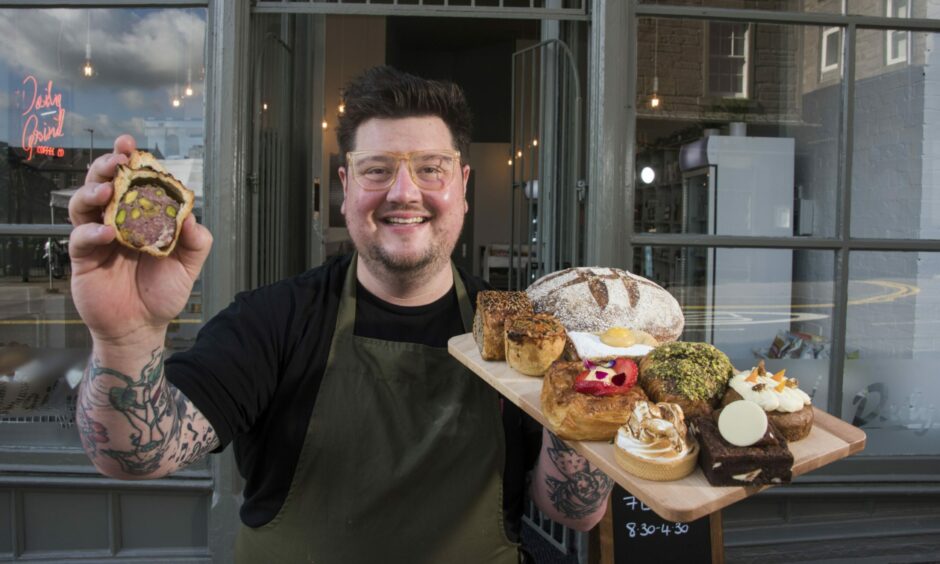 Owner Jamie Scott, with a baked selection from The Newport Bakery.