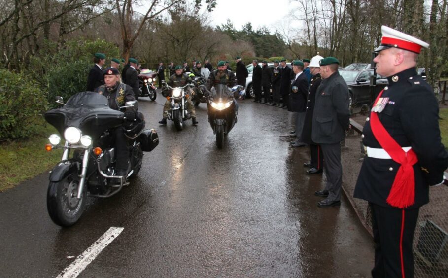 The Royal Marine Bikers accompanying Lee on his final journey