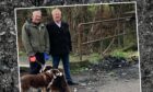 Ken Caldwell, left, and John O'Brien survey the ashes left after another wheelie bin fire.