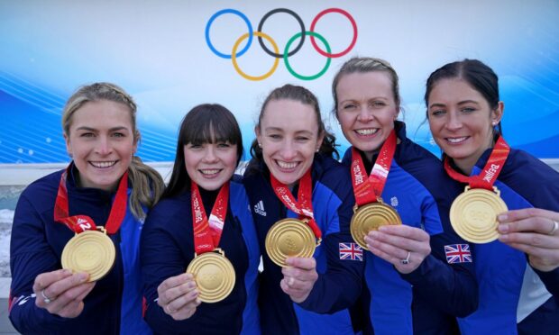 Great Britain's Mili Smith, Hailey Duff, Jennifer Dodds, Vicky Wright and Eve Muirhead.