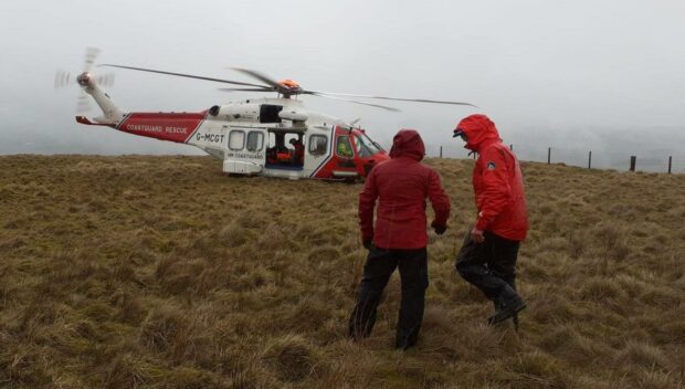 The injured hill runner was airlifted to hospital after getting into difficulty on West Lomond in Fife. (Pic Ochils Mountain Rescue).