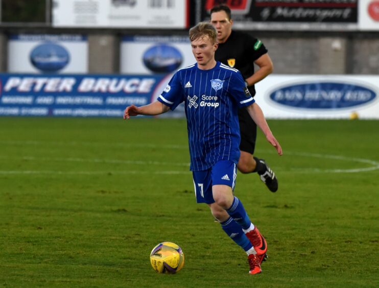 Lyall Cameron in action for Peterhead earlier in the season