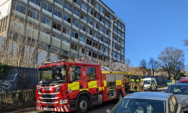 Emergency services outside the former Dundee College building.