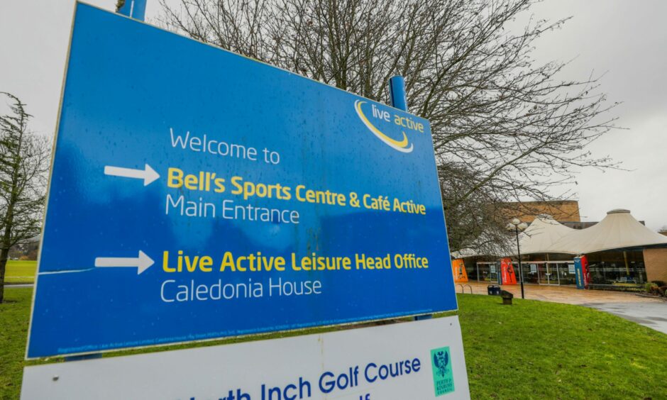 Bell's Sports Centre sign with venue behind