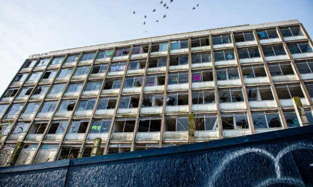 The building has been covered in graffiti and most of its windows smashed.