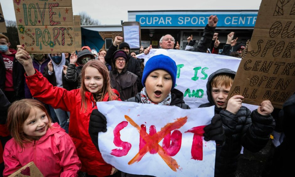 A protest over Fife swimming pools opening hours