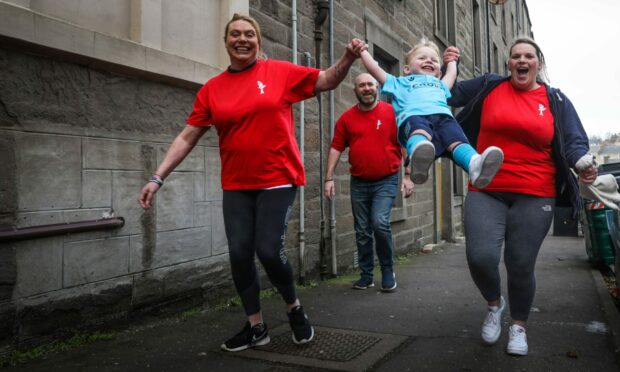 Founders of the now charity group Val Roberts, Richie Peter-Tennant, Lucas-Jak, 2 and mum Chez Lesley. Picture: Mhairi Edwards/DCT Media.