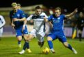 Dundee striker Danny Mullen against Peterhead.