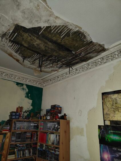 The ceiling collapsed in Paul's house.