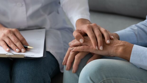 Details of hand - carer with patience - image to show what it is like to work in homecare