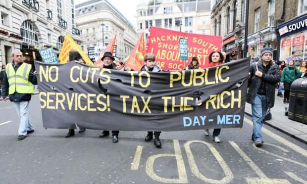Ant- Austerity demonstration in London.