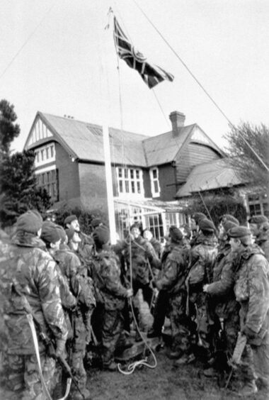 Falklands War flag-raising