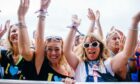Crowd celebrating at Rewind Scotland 80s festival