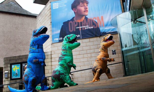 Dundee Rep Young Company's production, OPTIMISM, has dinosaurs. Yes it does.