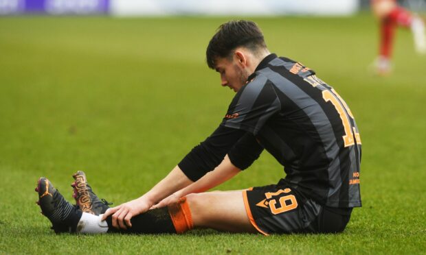 Dylan Levitt had to be replaced towards the end of the first half at Pittodrie on Saturday.