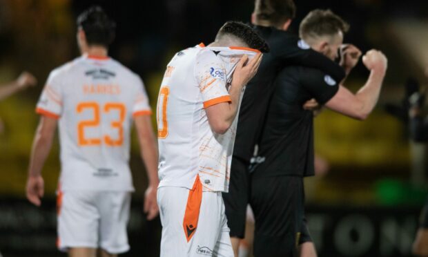 Tam Courts watched his Dundee United side lose to Livingston on Wednesday