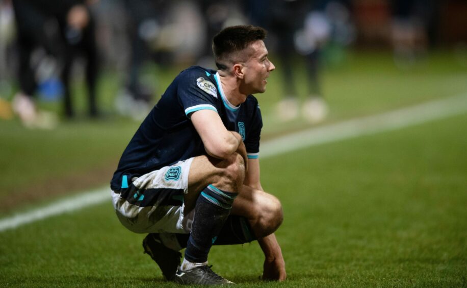 A dejected Cammy Kerr at full-time after losing to St Mirren.