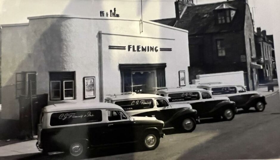 Bill Fleming butcher's fleet of vehicles pictured.