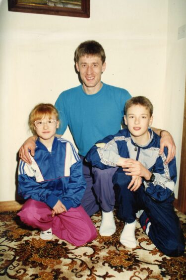 Sergei Baltacha with Sergei Jr and Elena at their Perth home.