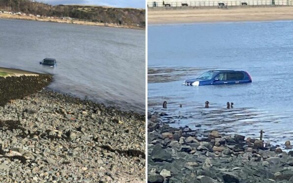 Car caught in the tide in Fife