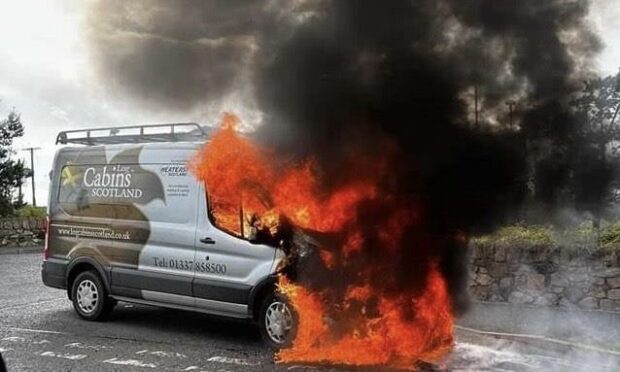 The van on fire