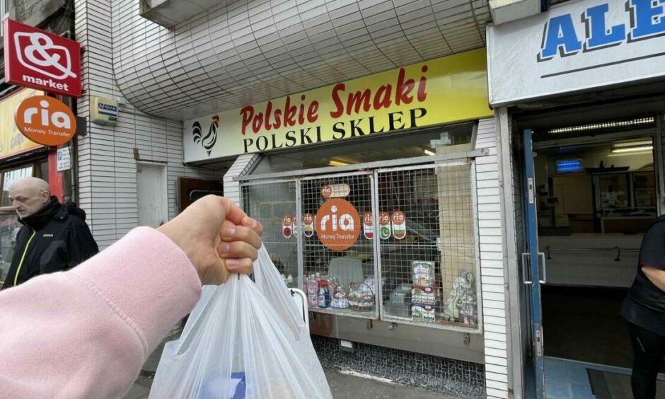 Too Good To Go Bag outside Polskie Smaki Polish grocery store.