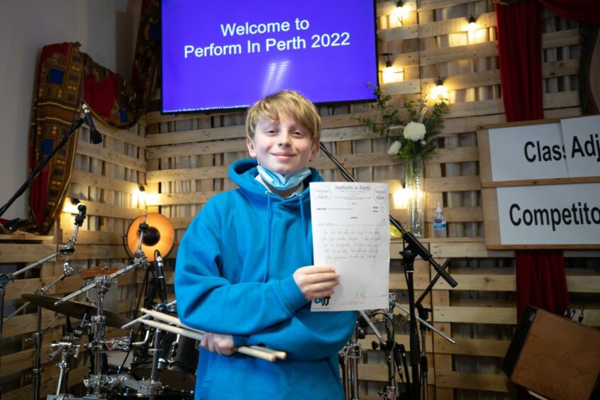 Perform in Perth pictures include drum kit winner Cameron Coupar from Blairgowrie High