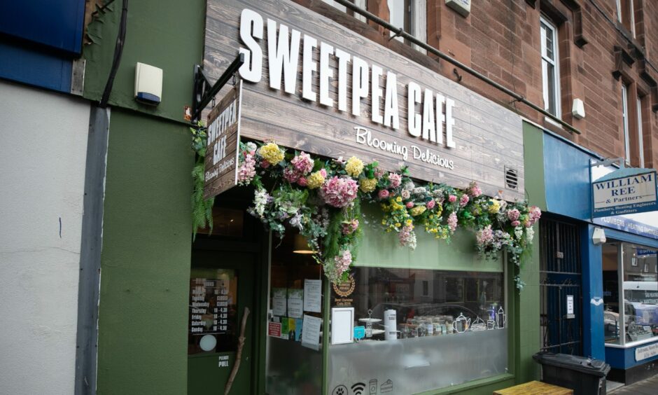 Outside Sweetpea Cafe.