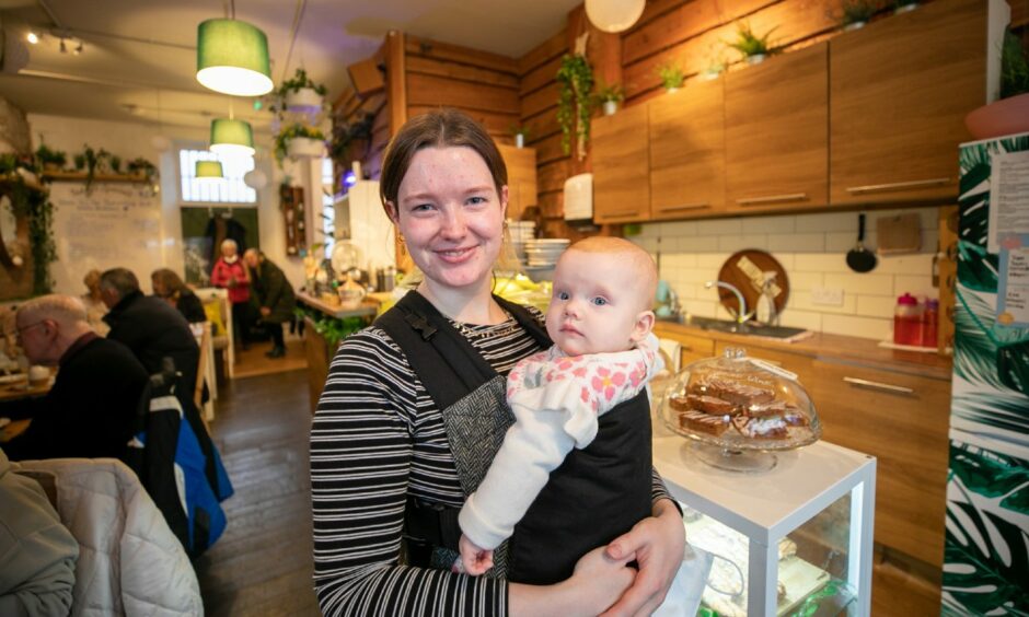 Sweetpea cafe owner Zoe Lawson and her baby Lily.