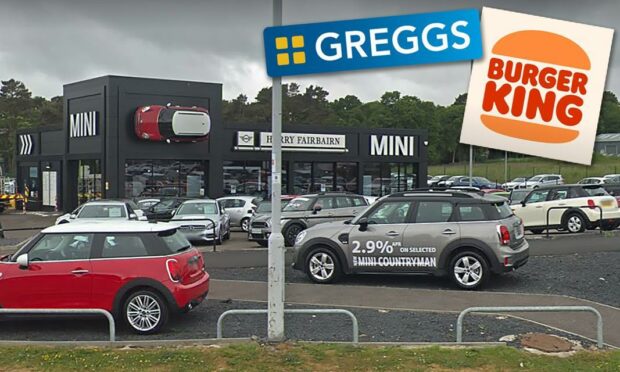 Redevelopment of a Kirkcaldy car showroom could make way for fast food giants Greggs and Burger King.
