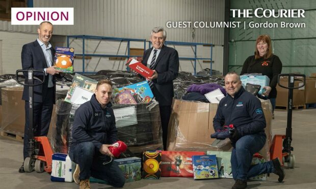 Gordon Brown at the launch of the Cottage Centre's Big Hoose project in Fife. Supplied by Amazon UK Press Office.