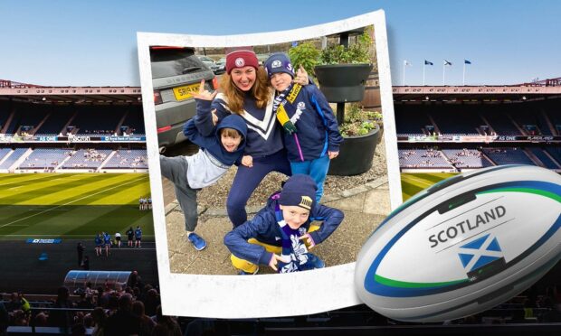 Martel and her boys enjoyed a big day out cheering on Scotland at Murrayfield.