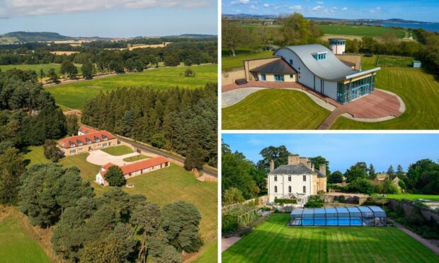 A collection of aerial views of some million pound properties, some of the most expensive homes in scotland