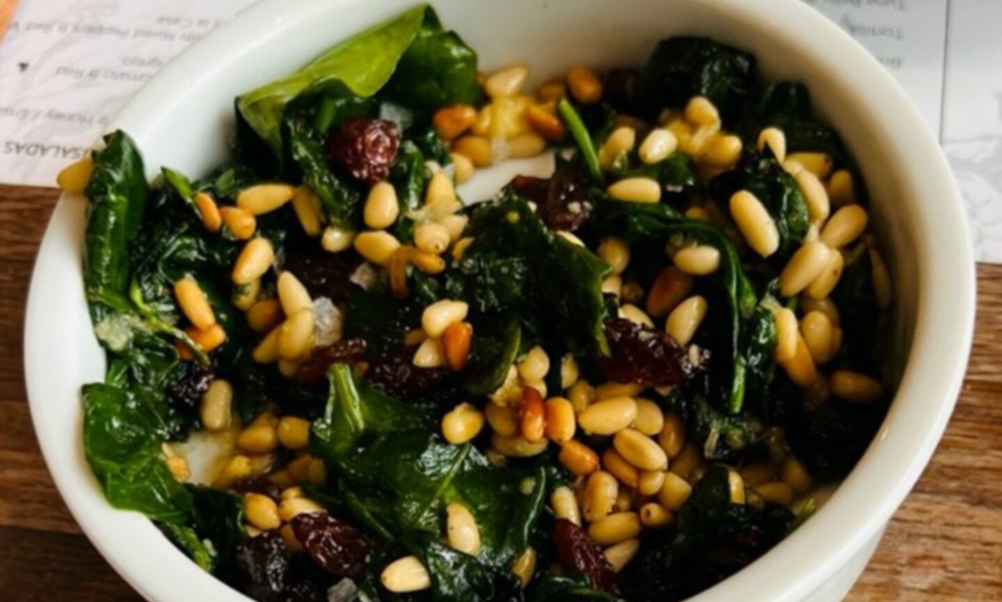 The catalan spinach with pine nuts and golden raisins.
